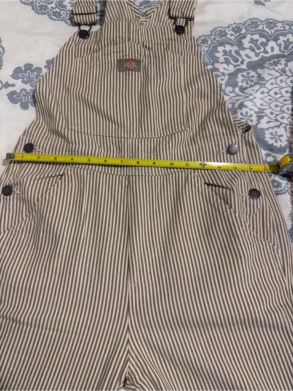 Dickies Overalls Beige and White Striped Bib Overalls Size XS - Picture 6 of 7
